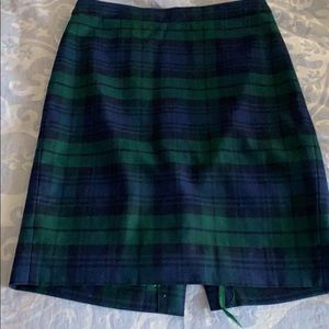 JCrew Wool black watch plaid pencil skirt size 0